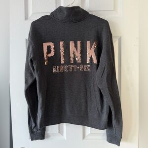Victoria's Secret Dark Gray Rose Gold Sequin Logo Sweatshirt